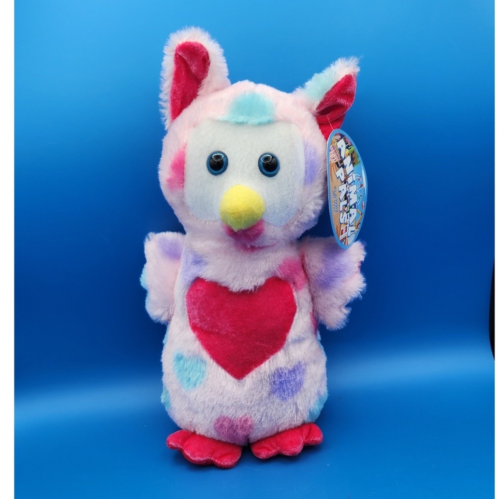 Kellytoy Animal Pals 12 inch Heart Owl Plush Pink Purple‎ Blue VL1647 2012 NWT